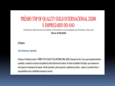 PRÊMIO TOP OF QUALITY GOLD INTERNACIONAL 2020®,